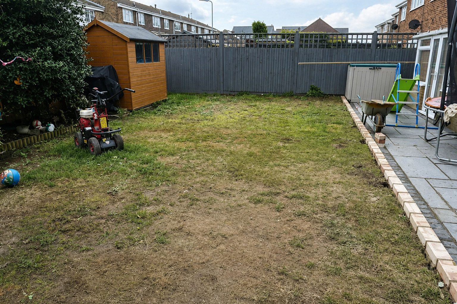 Garden before landscaping work